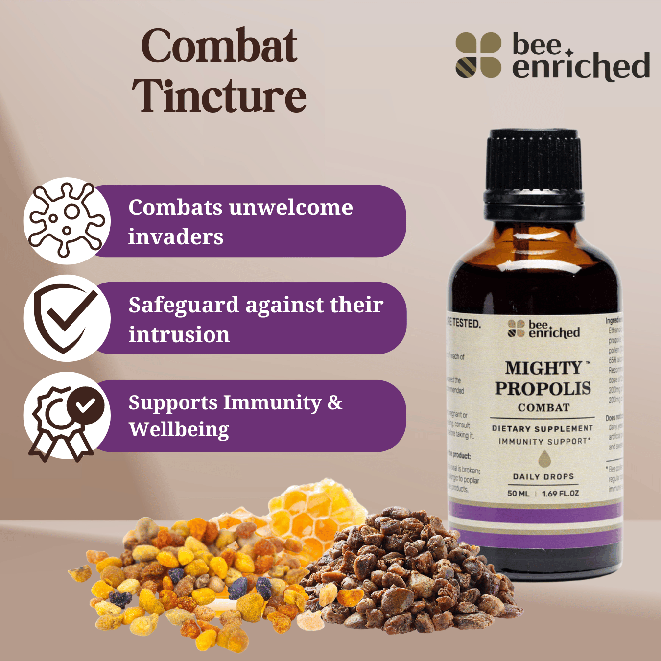 Mighty Propolis Combat | Ethanolische Tinktur | Tägliche Immunitätstropfen 50 ml